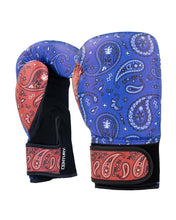 Inkline Printed Gloves 12 oz. Blue White Paisley
