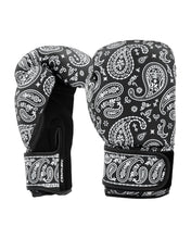 Inkline Printed Gloves 12 oz. Black White Paisley
