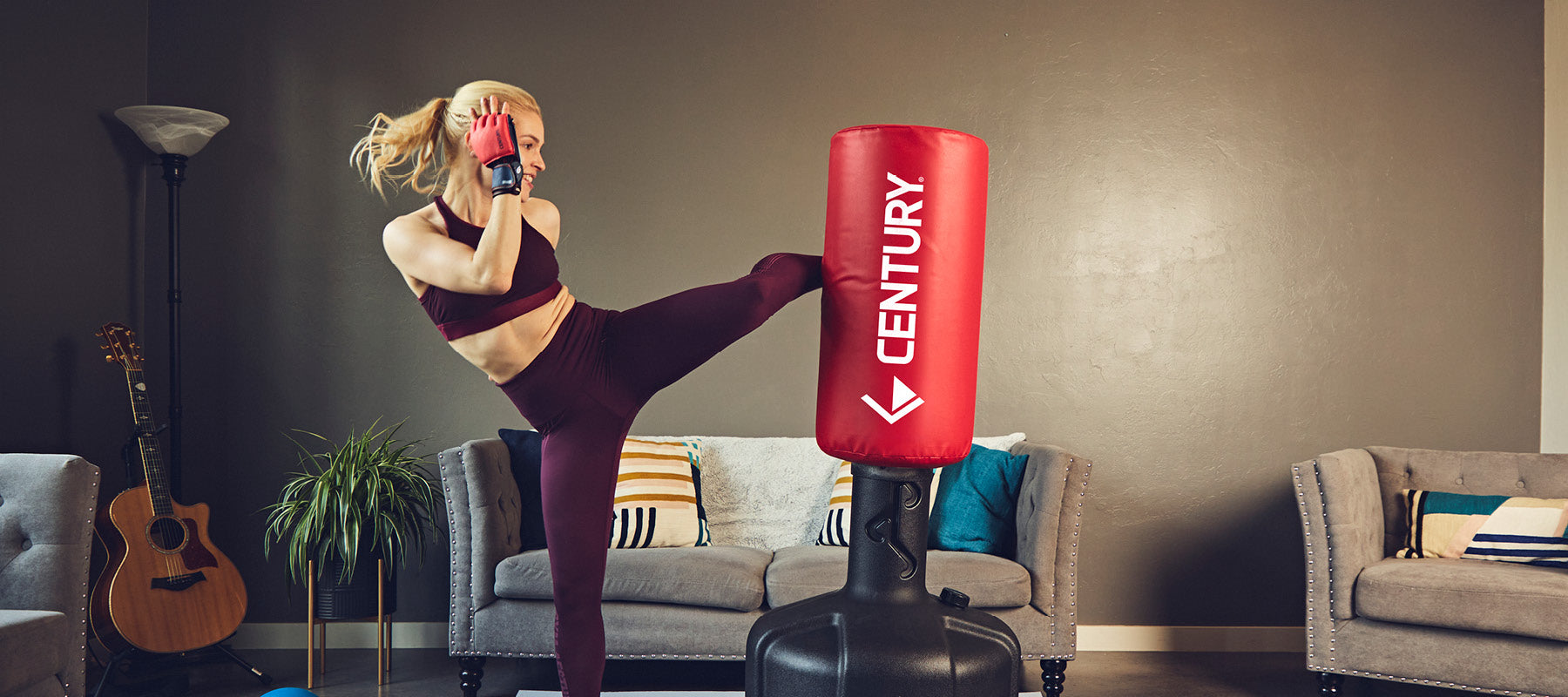 female kicking red wavemaster