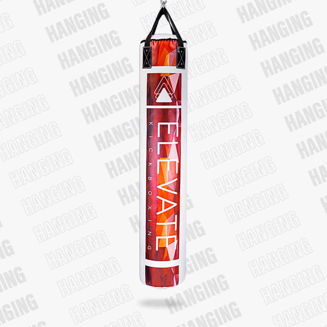 Red and white custom muay thai hanging bag