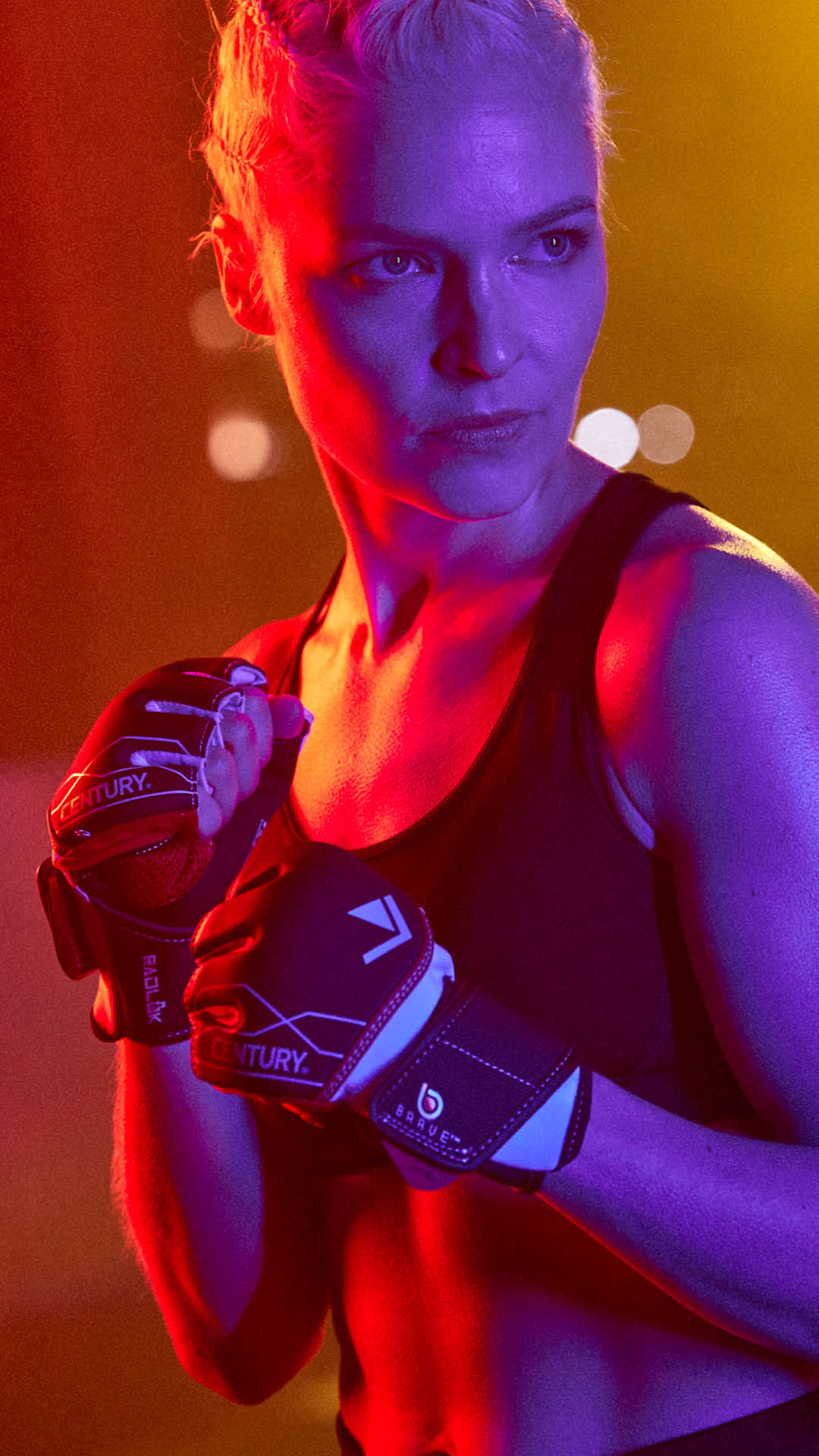 woman wearing fitness gloves