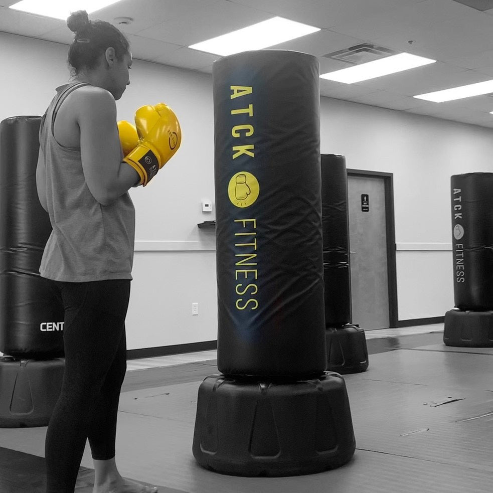 female with a custom training bag