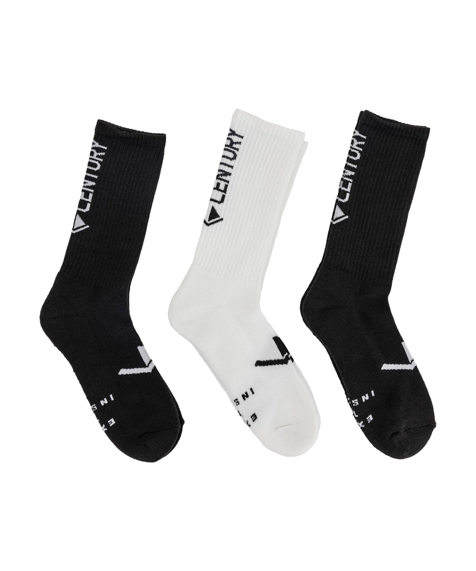 Century Core Tube Sock Three Pack Black White
