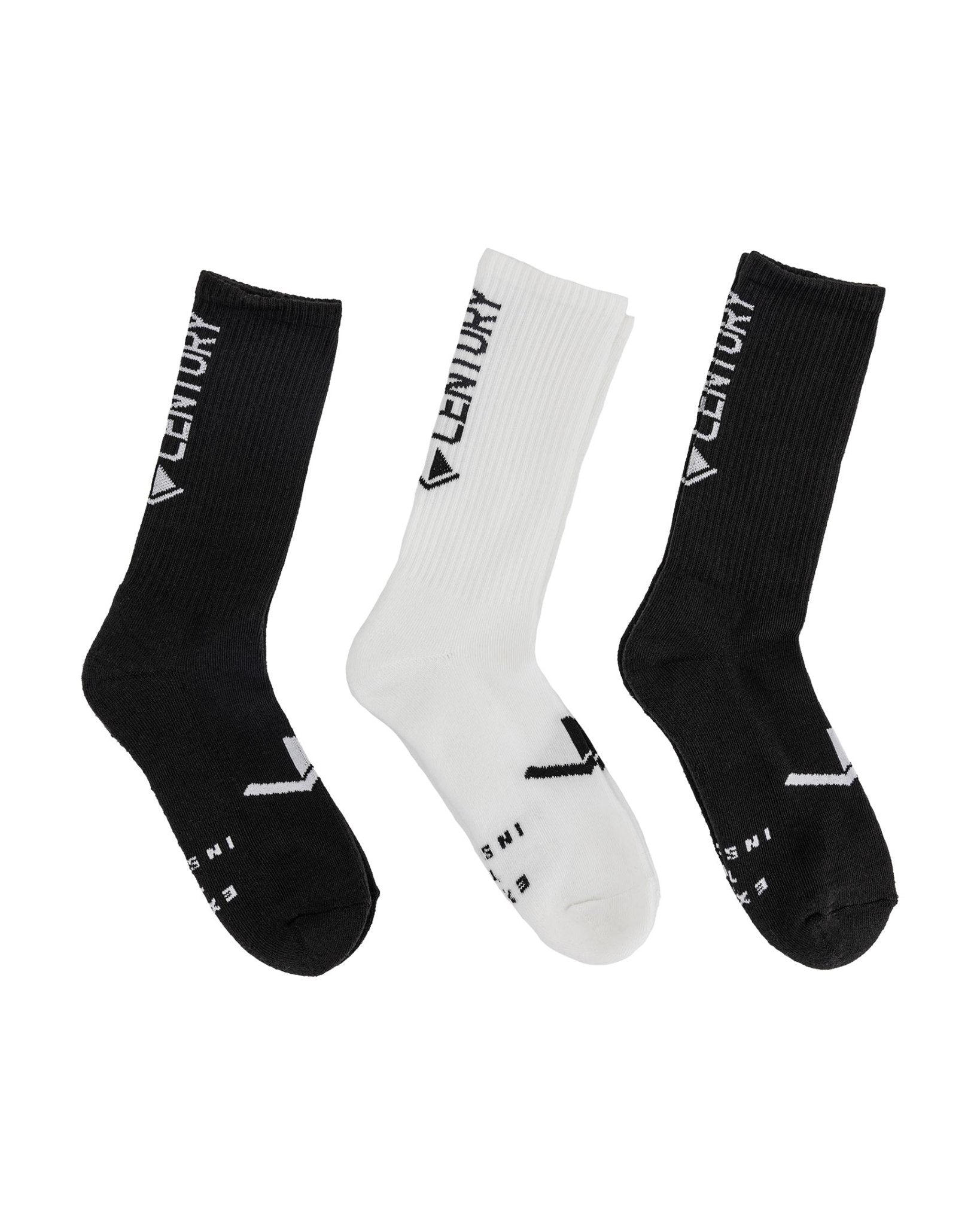 Century Core Tube Sock Three Pack Black White