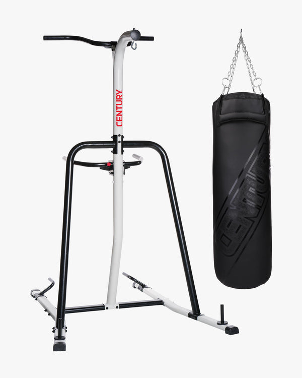 Century Oversized 100 Pound Heavy Bag with Fitness Training Station Combo Training station black/white